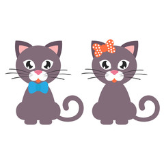 cartoon cat boy and girl