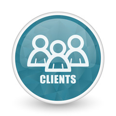 Clients brillant crystal design round blue web icon.