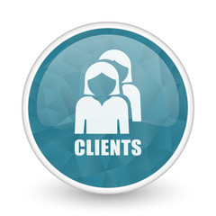 Clients brillant crystal design round blue web icon.