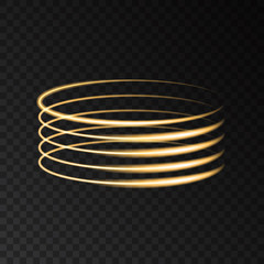 Gold  circle lights effects isolated on black  background.