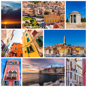 Collage of Rovinj photos in Croatia