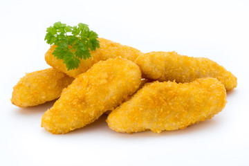 Nugget chiken on the white background.