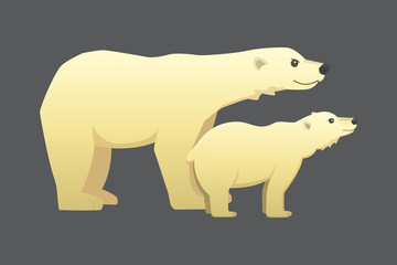 Polar white bear vector cartoon arctic animal.
