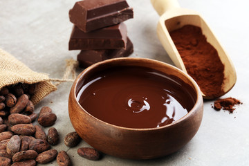 Melting chocolate / melted chocolate/ chocolate swirl/ stack/ chips and powder