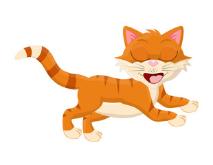 cartoon cat with closed eyes vector symbol icon design.