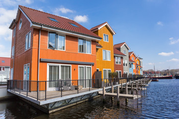 Colorful houses at the Reitdiephaven in Groningen