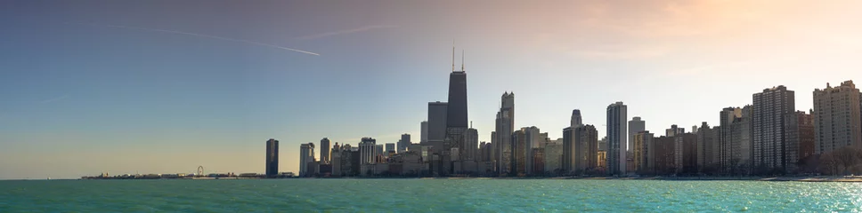 Foto op Aluminium Chicago skyline sunset / sunrise © manphibian