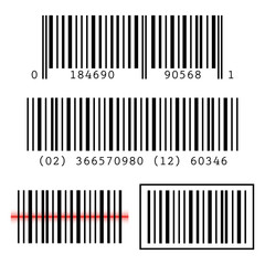 Set, collection of barcodes isolated on white background.