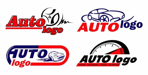 set of logos emblems signs with car