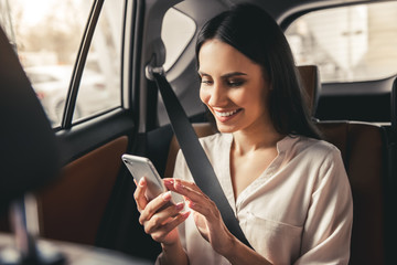 Business woman in car