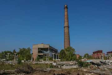 Demolition of the old chemical plant and the construction of a new brick factory near the town of Sumy in Ukraine. September 2007