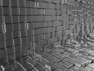 3D render - metallic abstract cube background