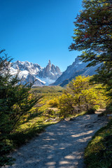 Hiking trail in the Patagonian landscape at El Chalten, Argentina, on the way to Laguna Torre
