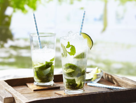 Mojito cocktails in glasses