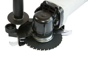 Powerful circular saw close up