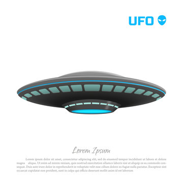 Realistic image of a UFO on a white background. Vector illustration