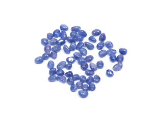 Soft blue violet tanzanite extra quality beads isolated on white background
