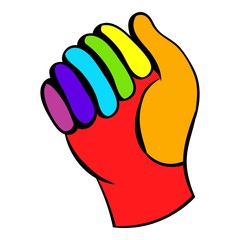 Glove in rainbow colors icon, icon cartoon