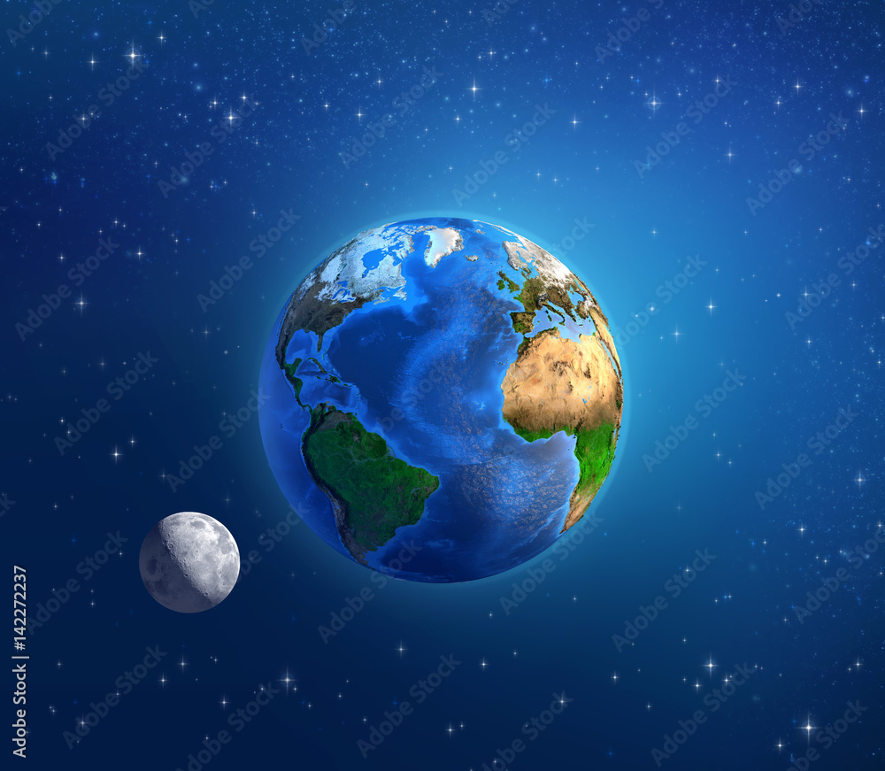 Canvas Prints planet earth and moonlight in deep space