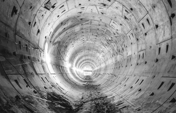 Fototapeta Nowa okrągła konstrukcja tunelu podziemnego dla linii metra