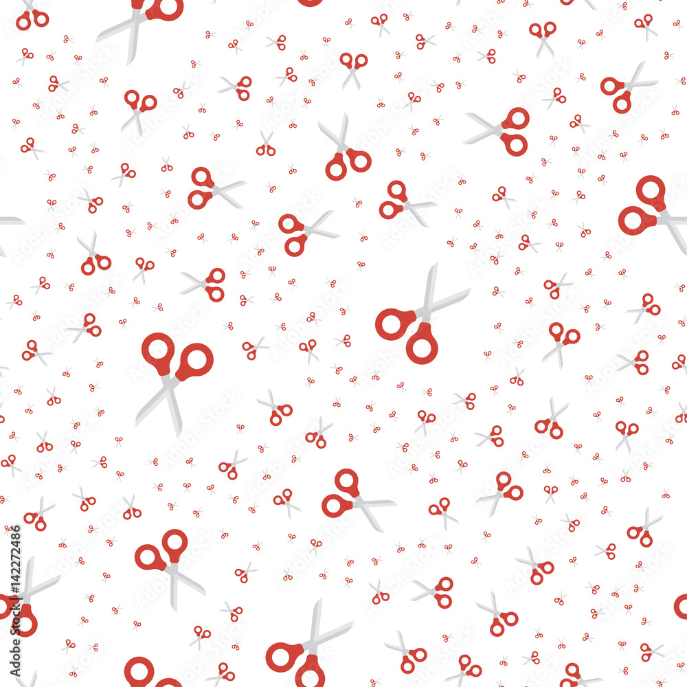 Poster scissors icon in flat style isolated in a circle. vector seamless pattern flat illustration eps 10
