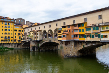 Ponte Vecchio, famous old bridge in Florence on the Arno river, Italy