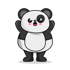 cute panda character kawaii style vector illustration design