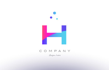 h creative pink blue modern alphabet letter logo icon template
