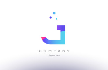 j creative pink blue modern alphabet letter logo icon template