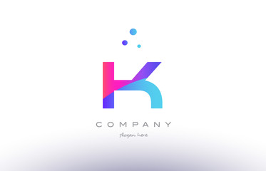 k creative pink blue modern alphabet letter logo icon template