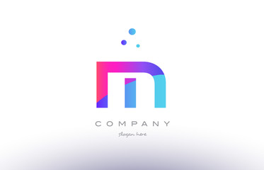 m creative pink blue modern alphabet letter logo icon template