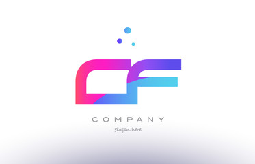 cf c f  creative pink blue modern alphabet letter logo icon template