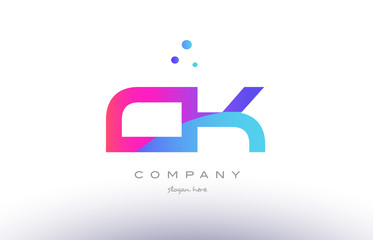 ck c k  creative pink blue modern alphabet letter logo icon template
