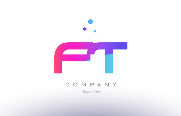ft f t  creative pink blue modern alphabet letter logo icon template