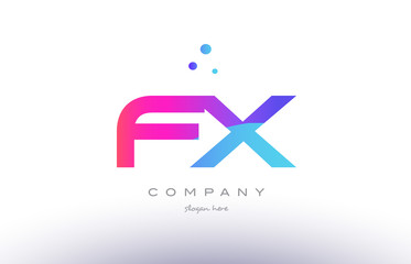 fx f x  creative pink blue modern alphabet letter logo icon template