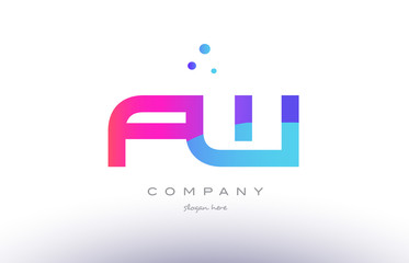 fw f w  creative pink blue modern alphabet letter logo icon template