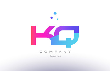 kq k q  creative pink blue modern alphabet letter logo icon template