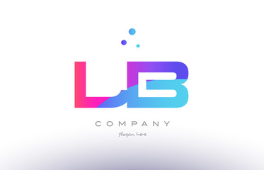 lb l b  creative pink blue modern alphabet letter logo icon template