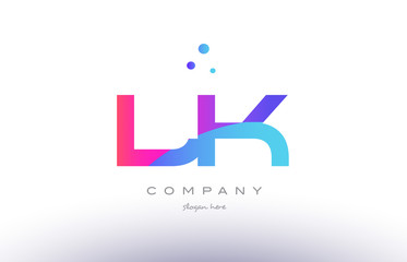 lk l k  creative pink blue modern alphabet letter logo icon template