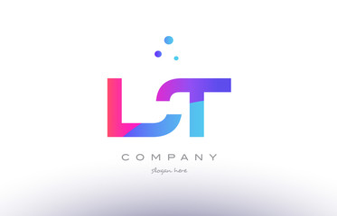 lt l t  creative pink blue modern alphabet letter logo icon template