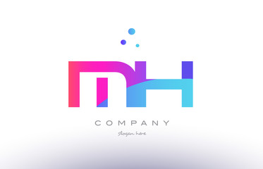 mh m h  creative pink blue modern alphabet letter logo icon template