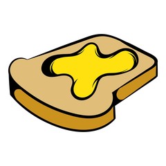 Slice of bread with honey icon, icon cartoon