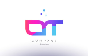 ot o t  creative pink blue modern alphabet letter logo icon template