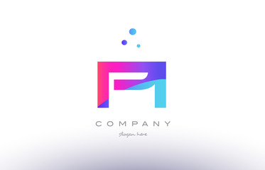 pi p i  creative pink blue modern alphabet letter logo icon template - obrazy, fototapety, plakaty