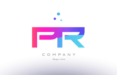 pr p r  creative pink blue modern alphabet letter logo icon template