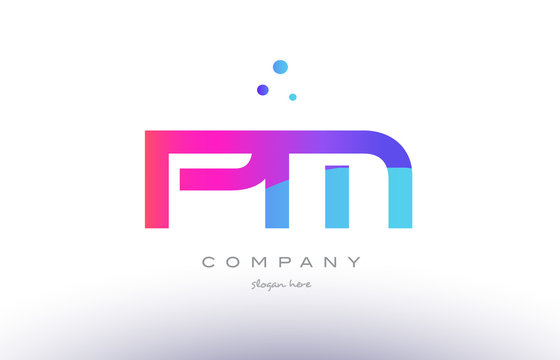 pm p l  creative pink blue modern alphabet letter logo icon template