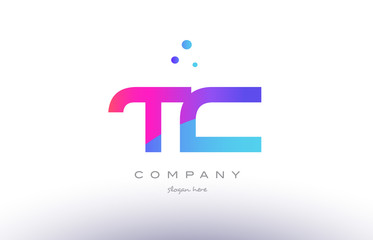 tc t c  creative pink blue modern alphabet letter logo icon template