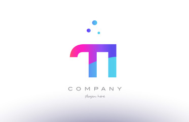 ti t i  creative pink blue modern alphabet letter logo icon template