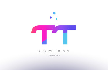 tt t  creative pink blue modern alphabet letter logo icon template