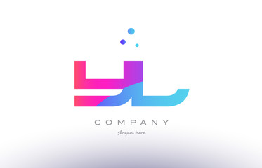 yl y l  creative pink blue modern alphabet letter logo icon template
